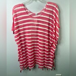 The Wow Now OSFM Swimsuit Coverup Pink/White NWT